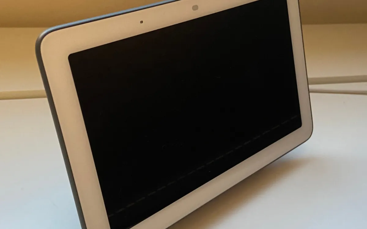 A grey Google Nest Hub smart display (illustrative IoT device photo)