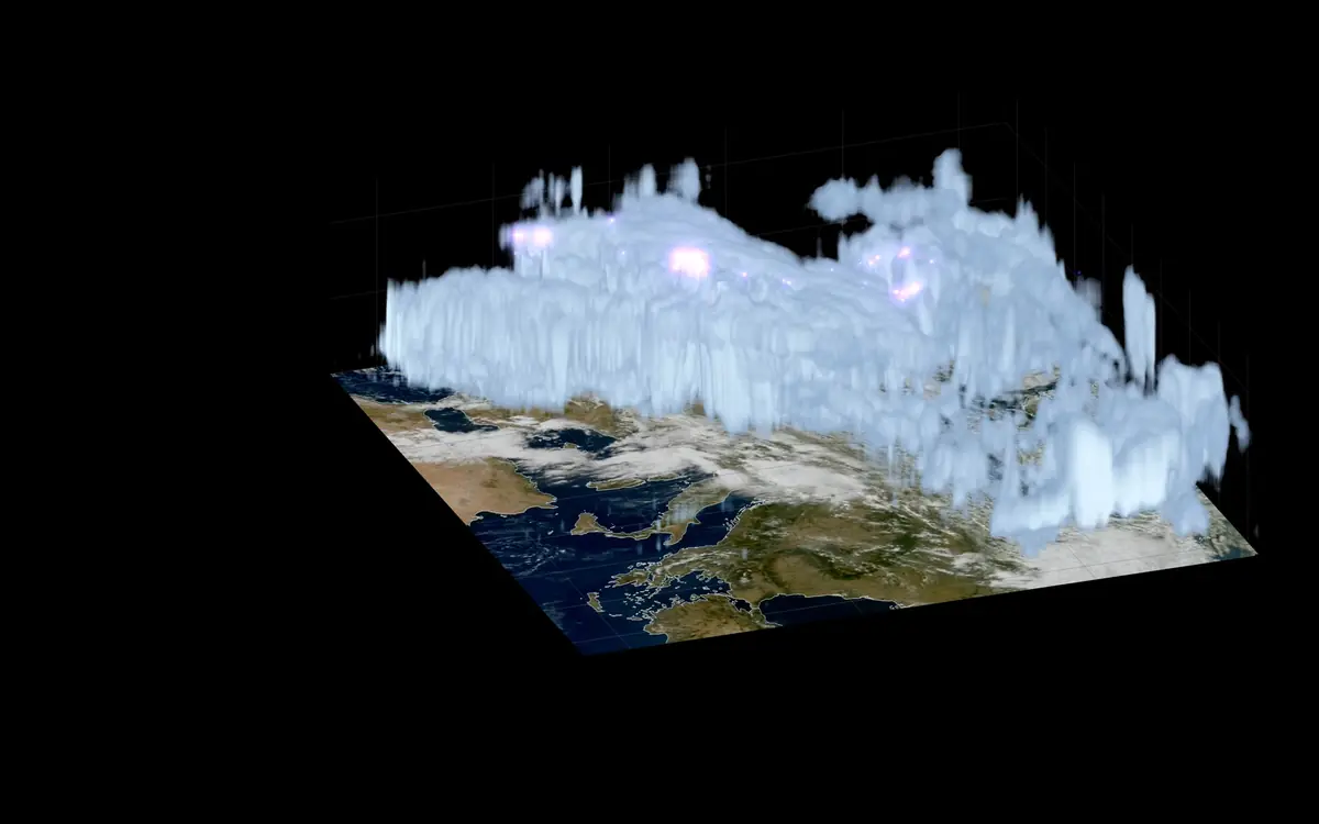 Four-dimensional weather visualisation combining MTG imager and sounder data over Europe