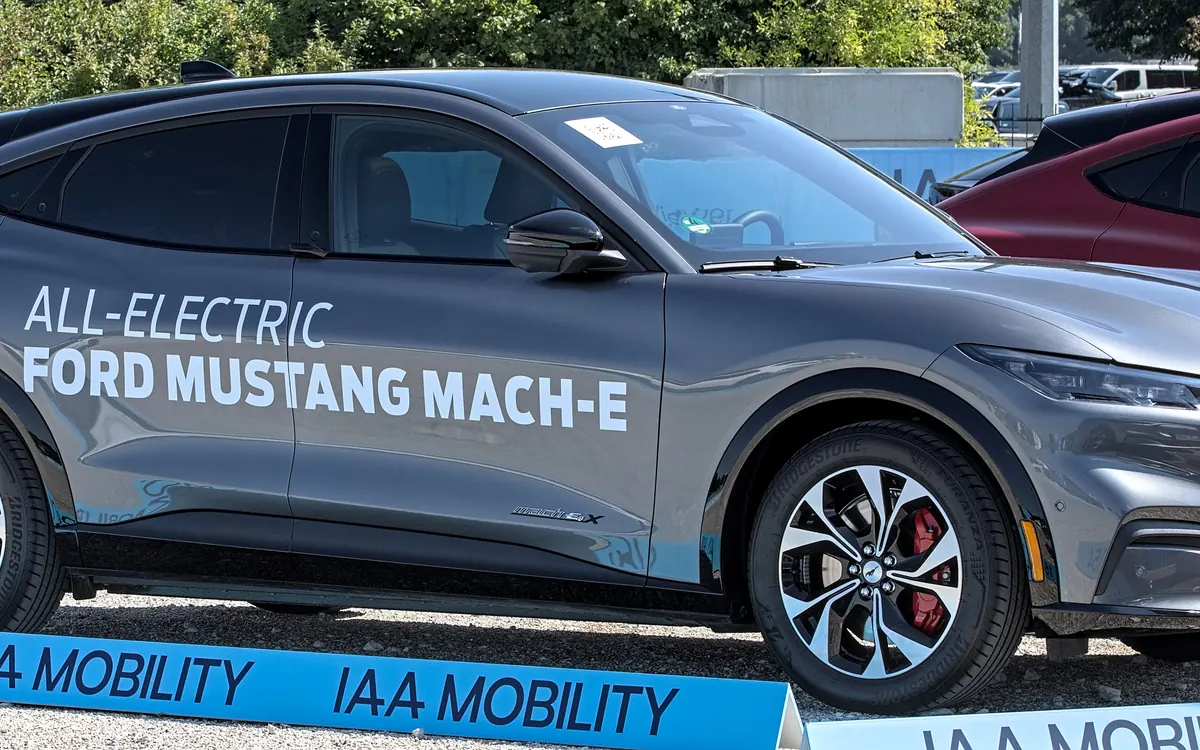 Grey Ford Mustang Mach-E on display at IAA Mobility 2021 (illustrative photo, earlier model year)