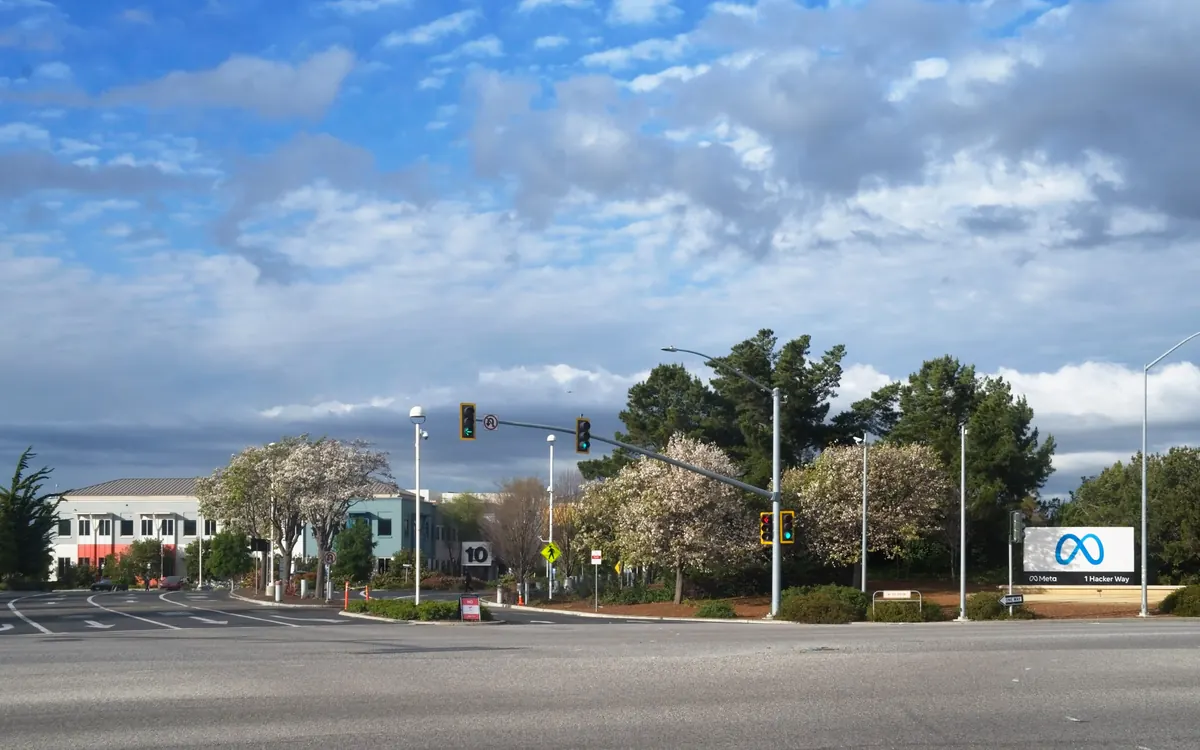 Meta Platforms headquarters sign in Menlo Park, California