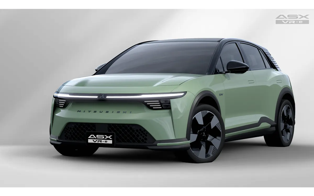 Зелений електрокросовер Mitsubishi ASX VR-e спереду, пресфото Mitsubishi