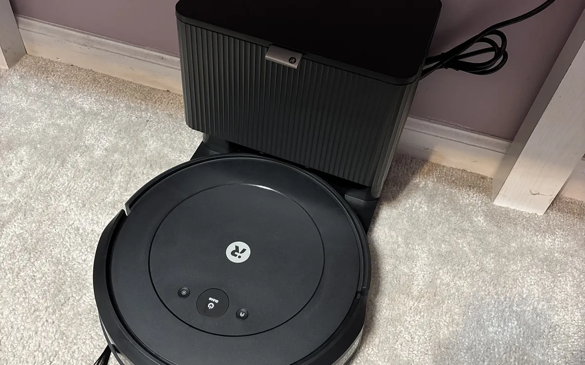 An iRobot Roomba Combo robot vacuum and mop on a floor (illustrative photo)